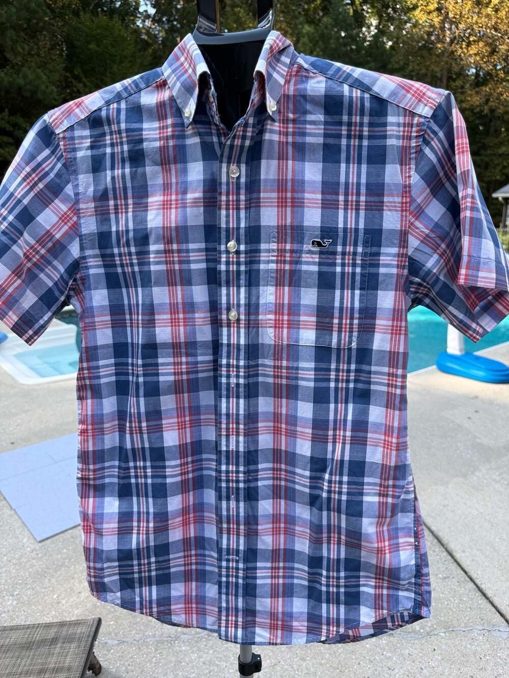 Vineyard Vines Tucker Shirt Size XS Blue Plaid Short Sleeve Button Up